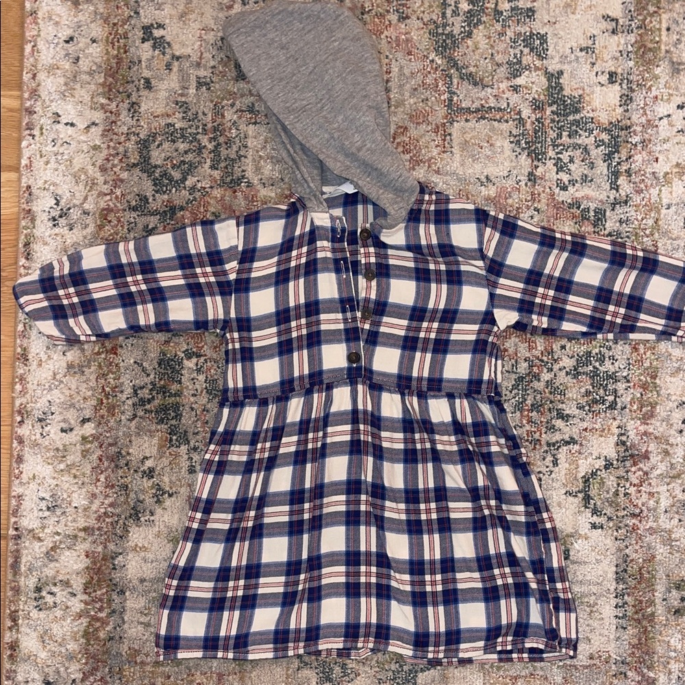 H&M Blue and Gray Plaid Button Down Shirt for Kids